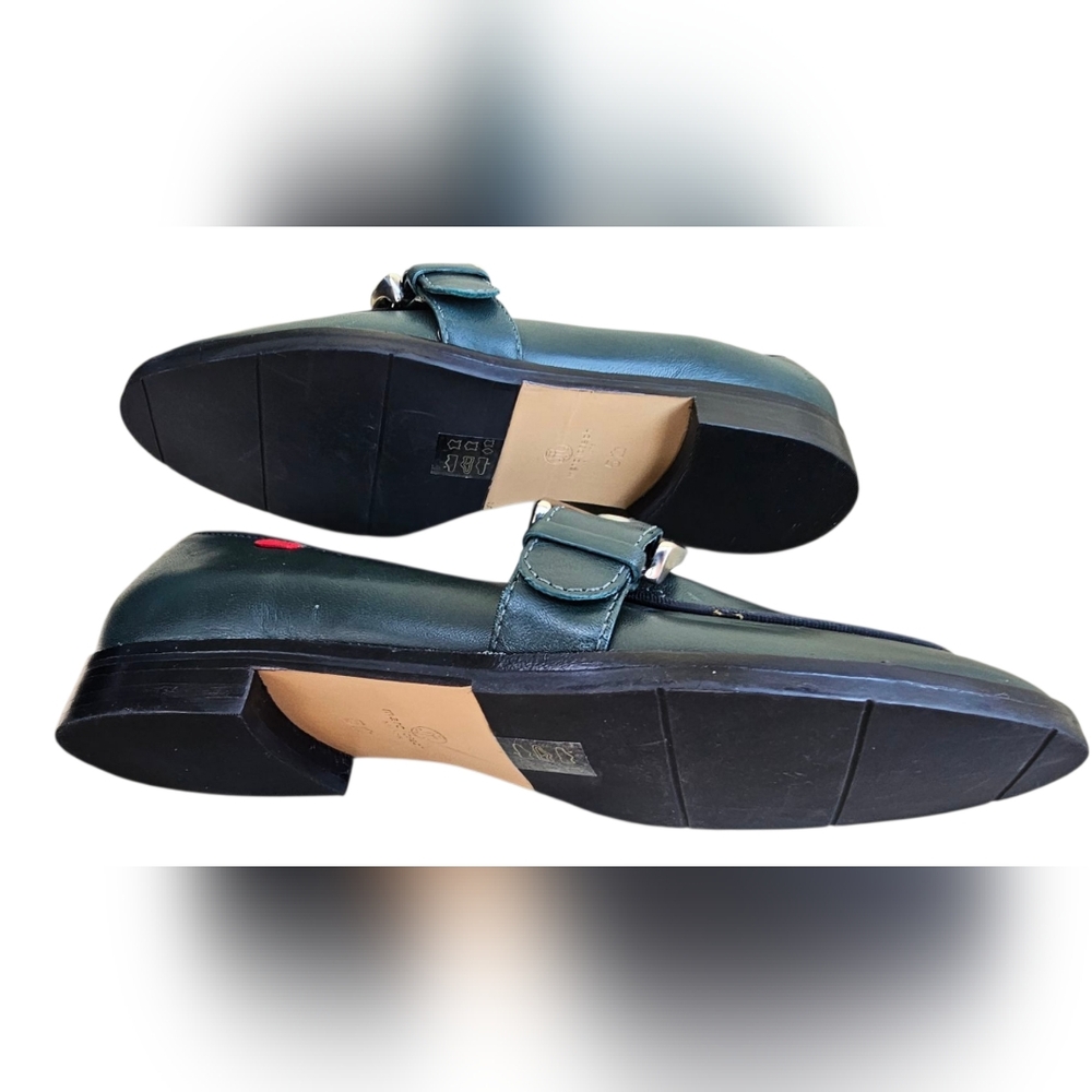 Marc Joseph - Summit St Dark Hunter Green Leather Loafers Grommet Strap & Buckle - Picture 6 of 12